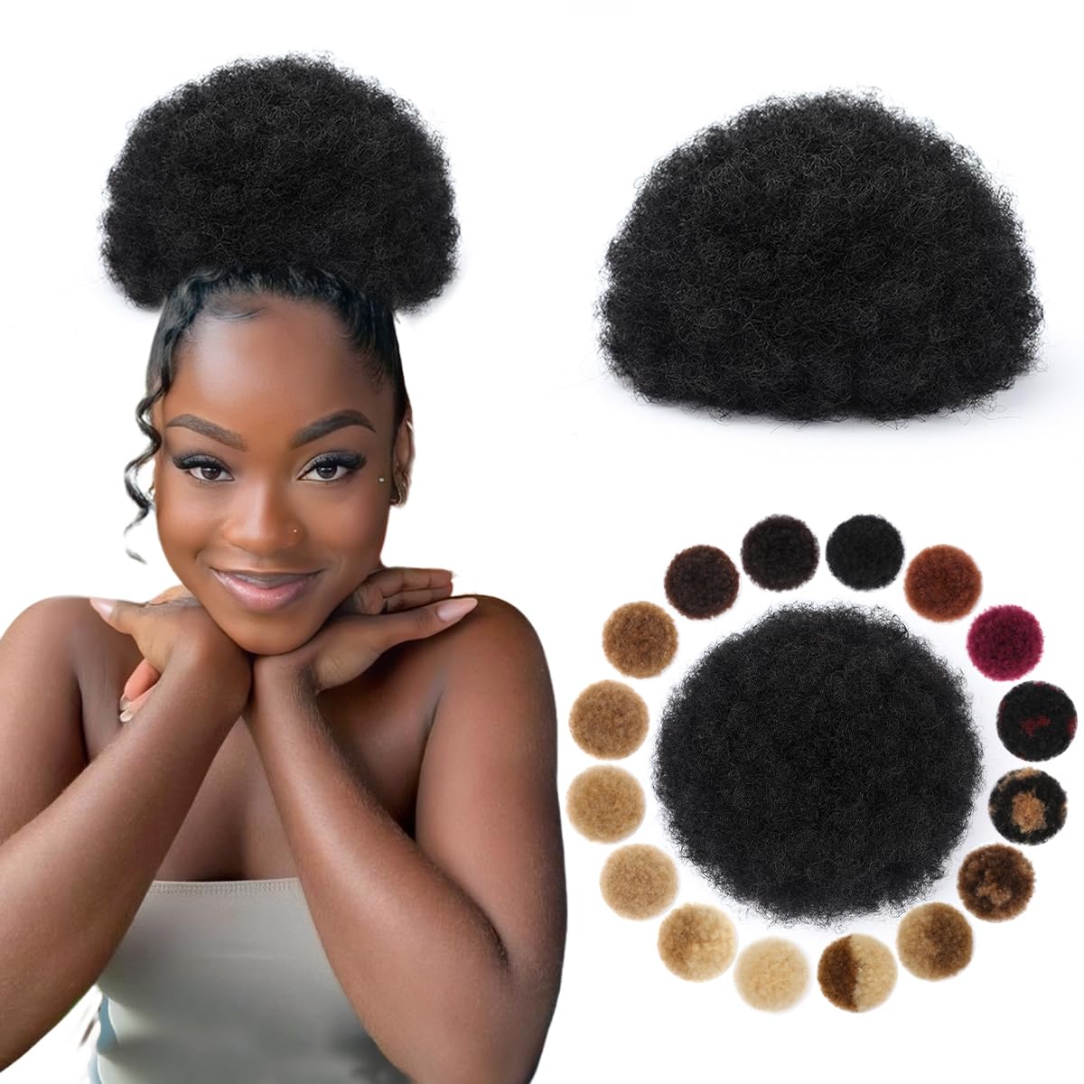 Drawstring Afro Curly Puff Ponytail - Queue de cheval synthétique Afro Puff