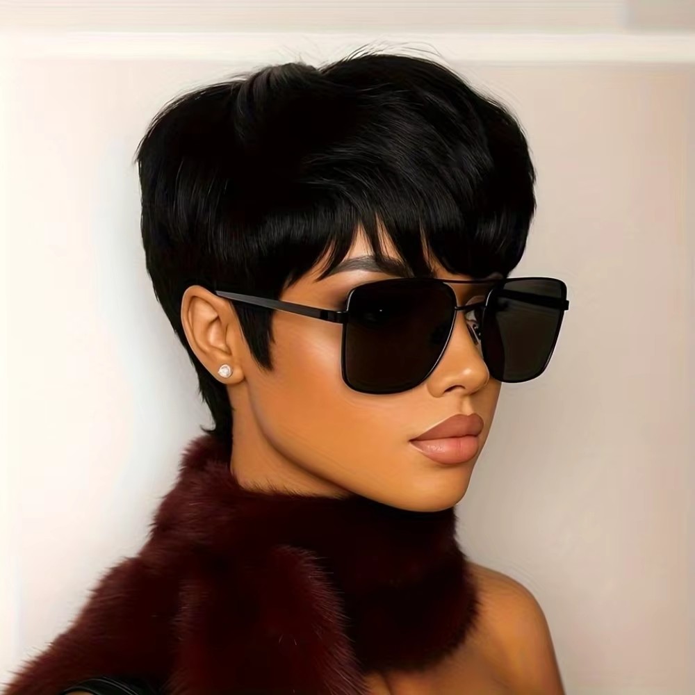 Perruque courte pour femme, co - Short Pixie Cut Wig Human Hair Cheap avis et prix