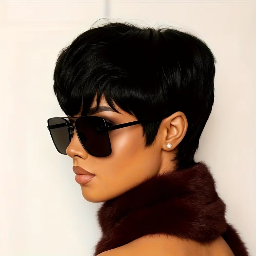 Perruque courte pour femme, co - Short Pixie Cut Wig Human Hair Cheap avis et prix