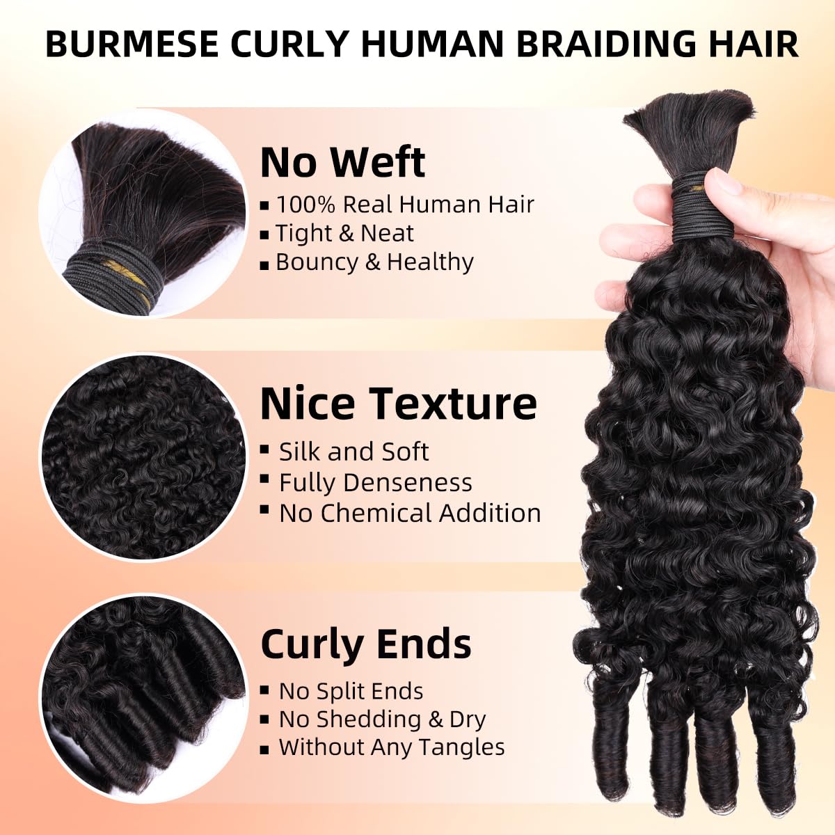 Cheveux humains à tresser 15A  - Water Wave Bulk Human Hair For Braiding avis et prix