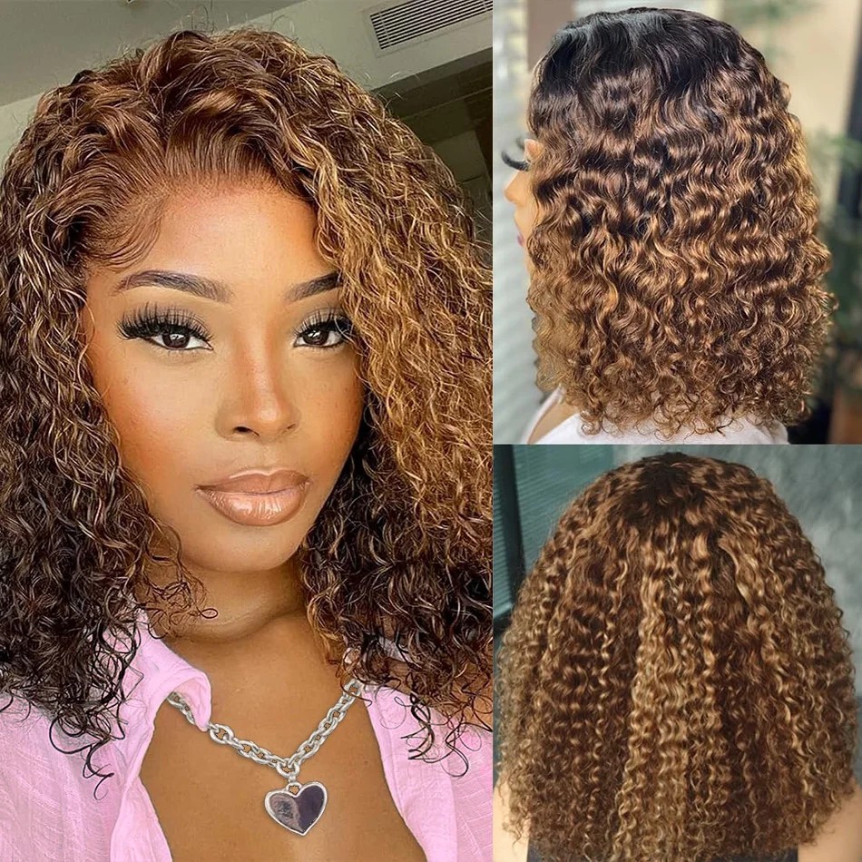 Perruque courte bouclée P4/27, - Glueless Wear And Go Human Hair Wig avis et prix